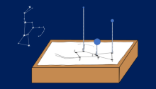 An illustration of a partly completed 3D model of the constellation, Orion